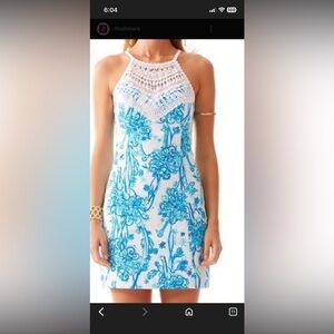 Lilly Pulitzer Strapless Dress in Blue and White